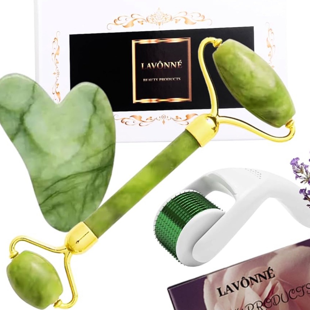 Lavonné Jade Roller and Derma Roller Set